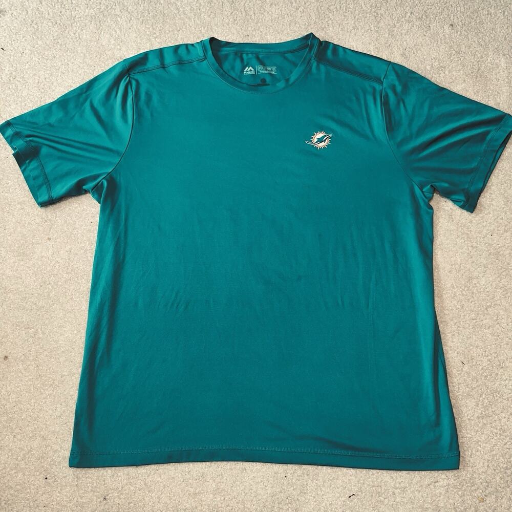 Miami Dolphins Men’s Shirt Teal XL Majestic Performance Athletic NFL Cool Base
